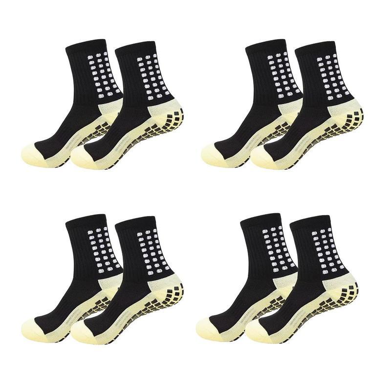 4 Pair Grip Soccer Socks Anti Slip Non Slip Men's Athletic Socks for Football Basketball Sports