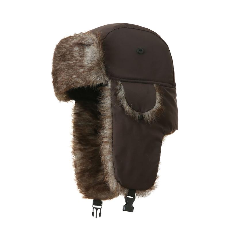 Trapper Warm Russian Trooper Hat with Faux Fur Ear Flaps Winter Skiing Cap for Women Men Windproof Hunting Hats