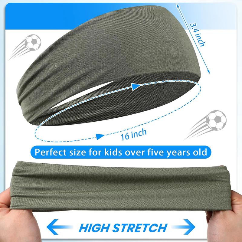 8 Pieces Boys Headbands Athletic Sweatbands Kids Sports Wicking Headbands Breathable Headbands Elastic Sweat Headband Girls Boys for Football Basketball Running Exercise