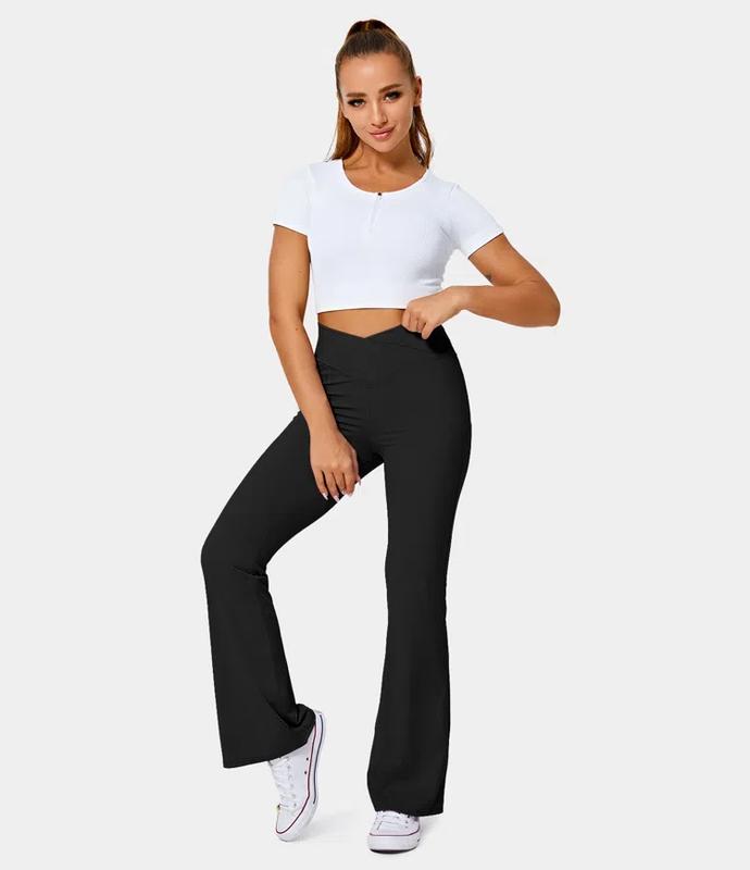 Halara High Waisted Crossover Flare Yoga Leggings