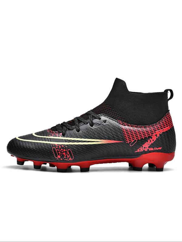 Men's Colorblock Lace Up High Top Football Shoes, Comfortable Breathable Football Cleats, Professional Football Shoes for Outdoor Training & Competition