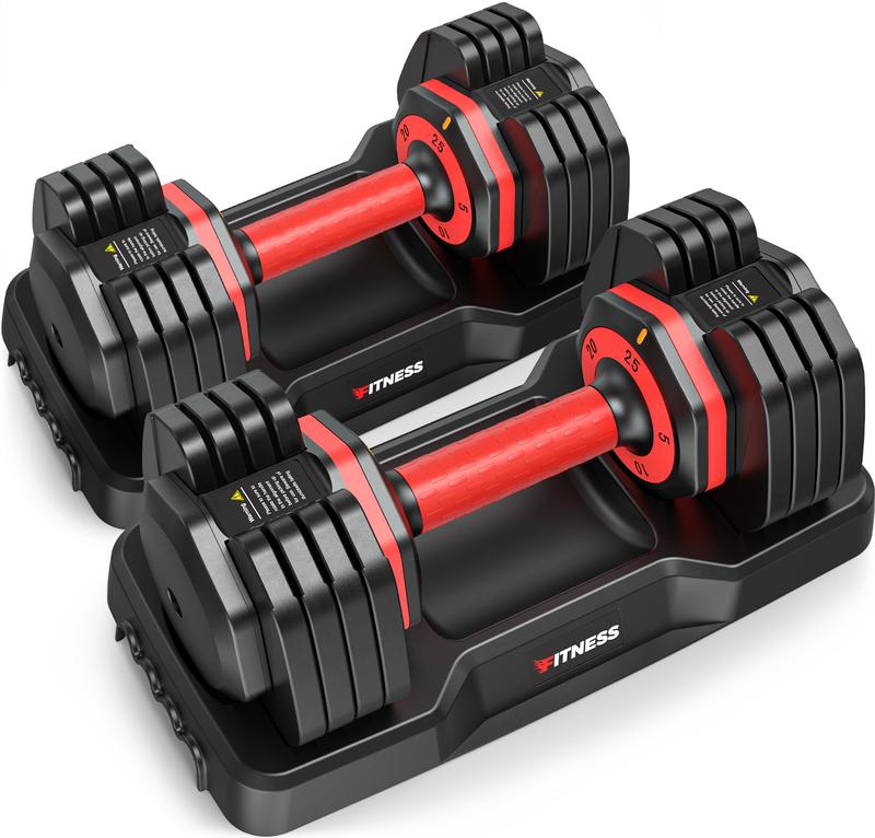 Bearbro Adjustable Dumbbells Set of 2, 1-Sec Adjustable Weights Dumbbells Set, 5 in 1 Free Adjustable Dumbbell Set with Anti-Slip Texture Handle, Weight Set For Home Gym Suit both Men and Women