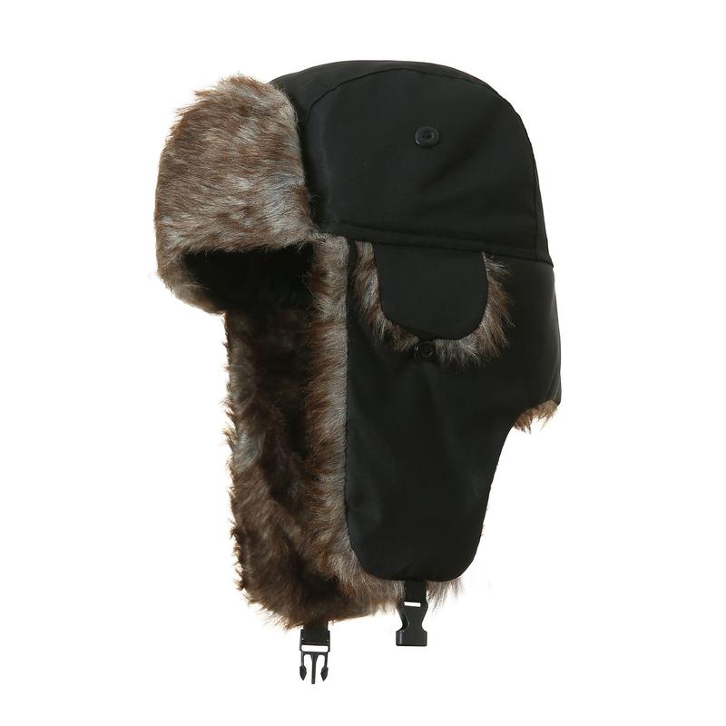 Trapper Warm Russian Trooper Hat with Faux Fur Ear Flaps Winter Skiing Cap for Women Men Windproof Hunting Hats