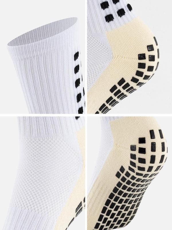 Men's 1 Pair Black\White Non-slip Silicone Crew Socks, Comfort Breathable Moisture Wicking Sports Socks, Men's Socks & Hosiery, Menswear