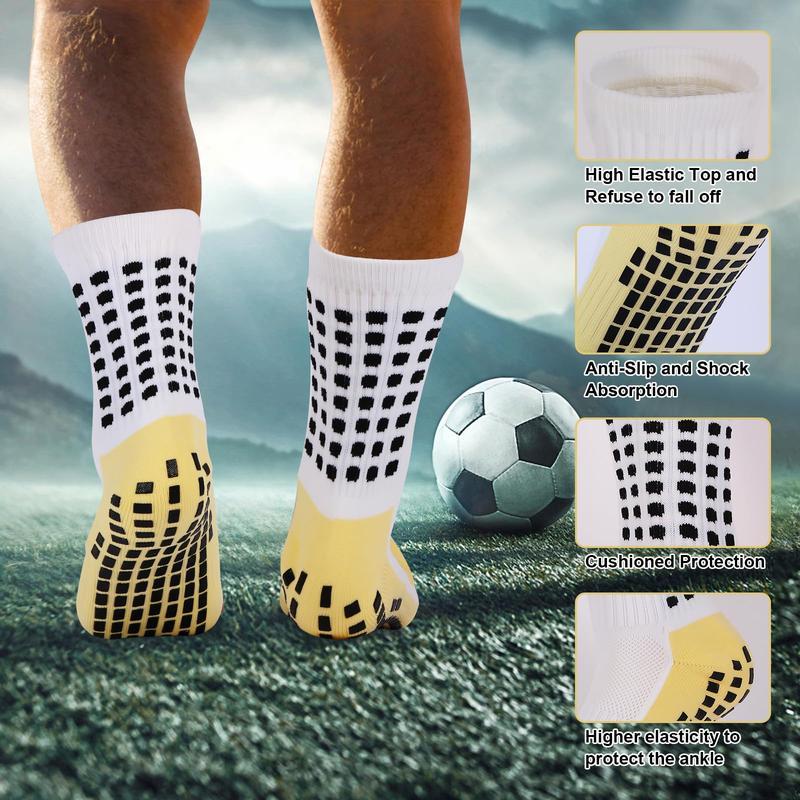 4 Pair Grip Soccer Socks Anti Slip Non Slip Men's Athletic Socks for Football Basketball Sports