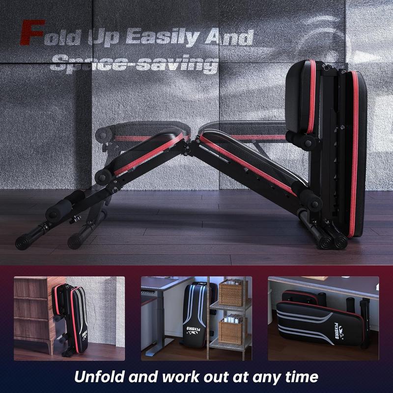 FLYBIRD Adjustable Weight Bench Workout Bench for Home Gym, 15 Degree Decline Sit-Up, Resistance Bands No Resistance Bands