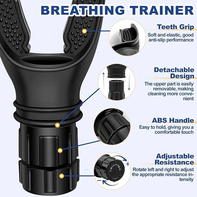 Breathe Exercise Device Adjustable Resistance for Trainer, Exerciser Trainer Daily Fitness Training, Easy-to-Clean