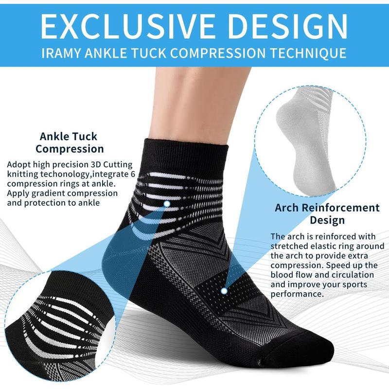 Compression Ankle Support Socks Coolmax Wicking Cushioned Athletic Plantar Fasciitis Relief Men Women 2 3 6 Pairs