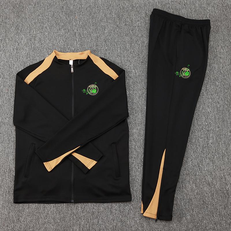 Long-sleeved tracksuit 2425 Black and gold Paris R warm-up suit set