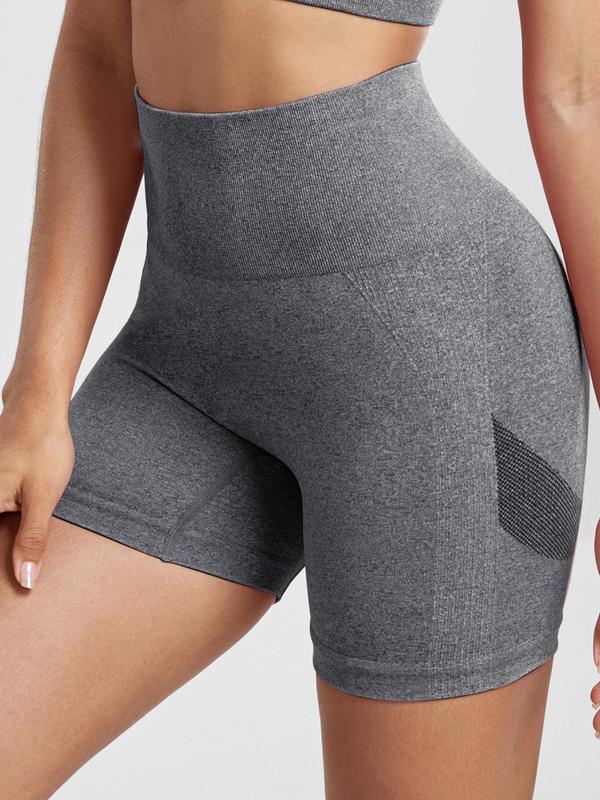 Sporty Women's Basic Solid Color High Waist Sports Short Tummy Control Leggings, Casual Comfy Breathable High Rise Skinny Shorts for Yoga Gym Workout Running, Ladies Sportswear for Summer