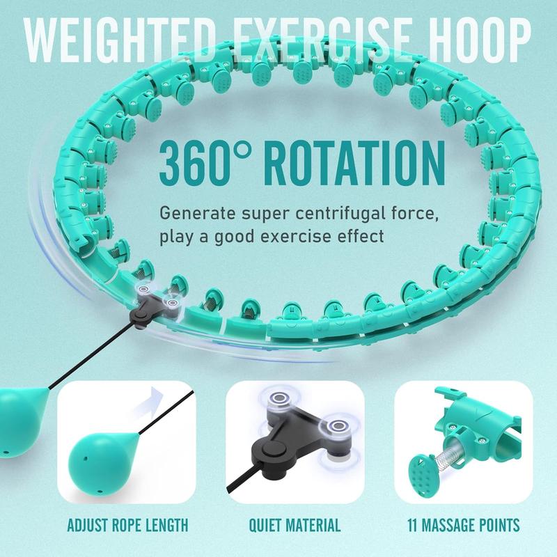 Smart fitness equipment plus size, hula hoop 2 in 1 unlimited fitness hoop, removable adjustable, with the ball automatically rotating female hulahoop