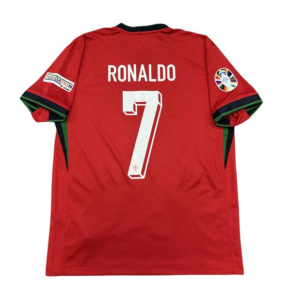 NIKE Euro 2024 Portugal Home Cristiano Ronaldo NO.7 Red Short Sleeve Football Jersey