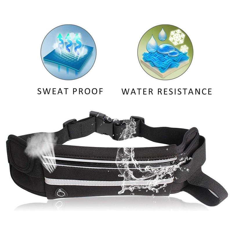 Running Belt Fanny Pack, Sweatproof Reflective Running Belt, Waterproof Jogging Pocket Belt, Sports Storage Bag for Hiking Cycling Workout