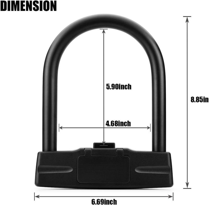 Bicycles U Lock, Heavy Duty Bike Scooter  Combination Lock Gate Lock for Anti  (Black 14mm chackle)