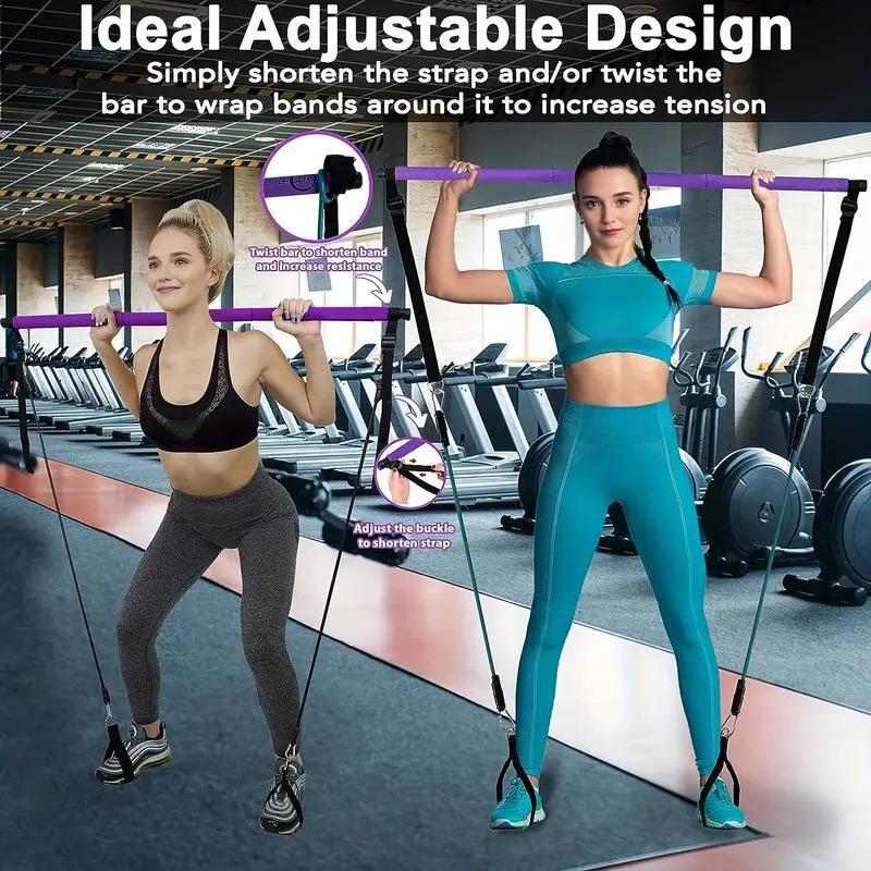 3 Sectional Pilates Bar with Stacking Resistance Band, 1 Set Pilates Bar Kit, Pilates Resistance, Home Gym Equipment for Women & Men, Exercise Equipment, Fall Gift, Christmas Gift