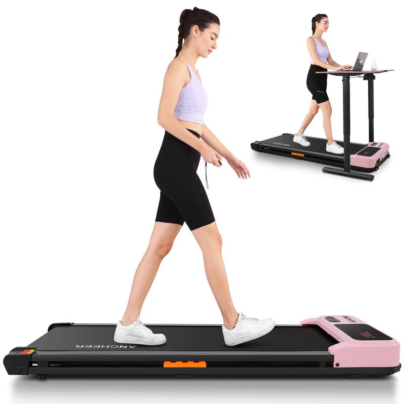 Ancheer-6000 Five Colors Young Fashion Under Desk Walking Mat Treadmill, 2024 Under Desk Electric Treadmill, Flat Portable Treadmill with LED Display and Remote Control, Installation-Free Walking Treadmill for Home Office