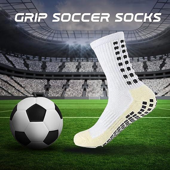 3 Pack Grip Socks Soccer Anti Slip Soccer Socks,Non Slip Football Basketball Hockey Sports Grip Pads Socks Quick Dry Water-Resistant Breathable Comfortable Unisex