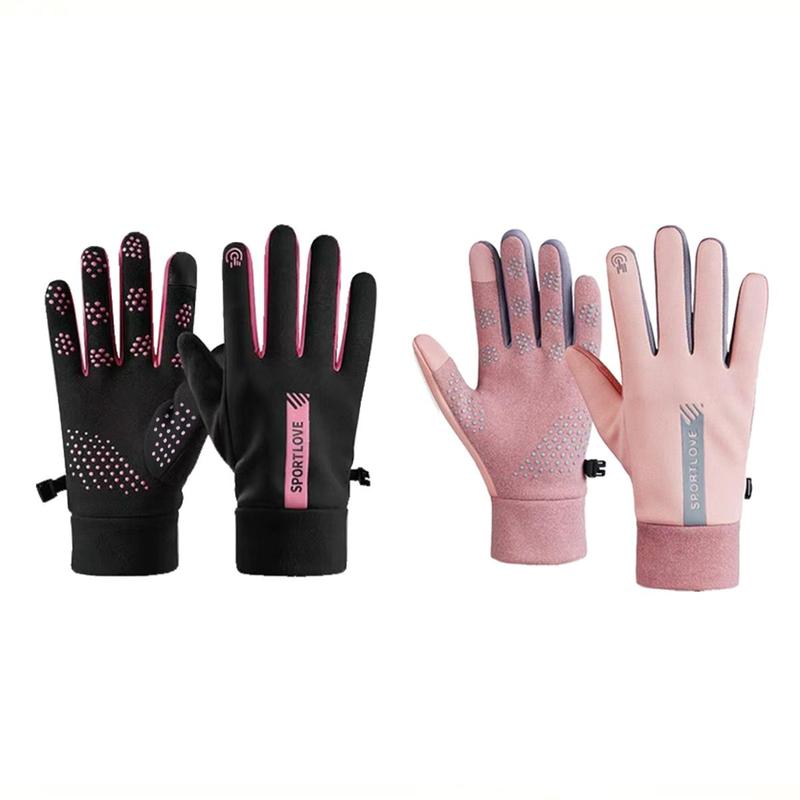 Winter Cycling Thermal Gloves, 1 Pair Windproof Finger Touch Screen Gloves with Storage Bag, Outdoor Sports Gloves for Driving, Cycling & Running