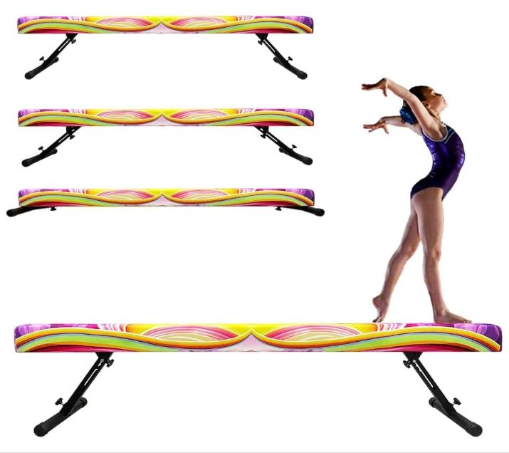 8FT Adjustable&Foldable Gymnastics Balance Beam,Home Gym Equipment,Easy Assembling and Storage,No Tool Require,for Kids Children Girls Training