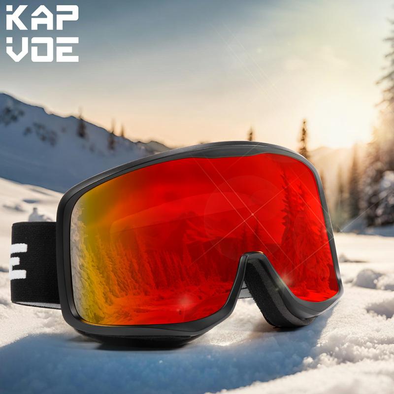 KAPVOE Ski Goggles OTG Snowboard Goggles for Men Women Snow Goggles Anti fog Helmet Compatible UV Protection Adult Youth