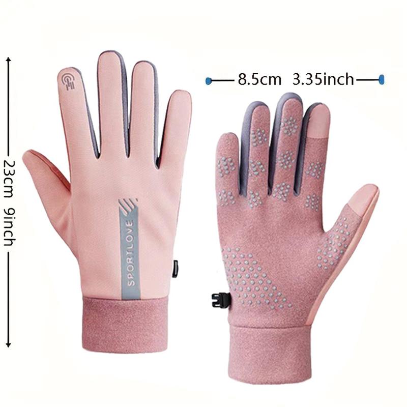 Winter Cycling Thermal Gloves, 1 Pair Windproof Finger Touch Screen Gloves with Storage Bag, Outdoor Sports Gloves for Driving, Cycling & Running