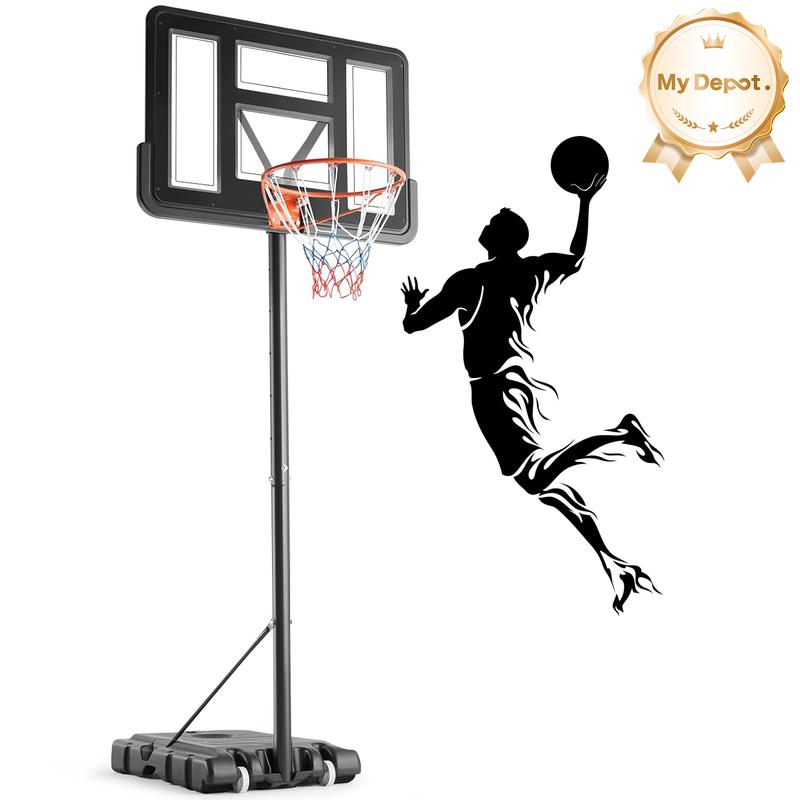 Adjustable Outdoor Basketball Hoop for Kids and Adults 4.2-10ft, with Shatterproof Backboard & Rust-Proof Steel Poles