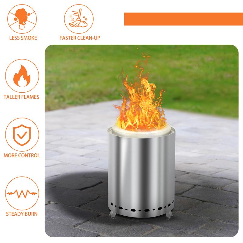 7.1 inches Smokeless Fire Pit, Stainless Steel Table Top Fire Pit For Toasted Marshmallows, Outdoor Wood Burning Portable Fire Pit with Carry Bag and Removable Ash Pan, Low Smoke Mini Stove