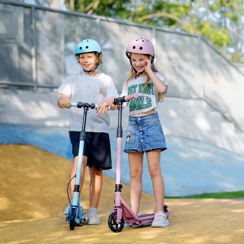 S2 Portable Folding Eletric Scooter for Kids Ages 6-14, 150W Motor, Adjustable Speed and Height, Colorful Lights, Double Brake, Kids Electric Scooter with Magnetic Charging, Gifts for Kids