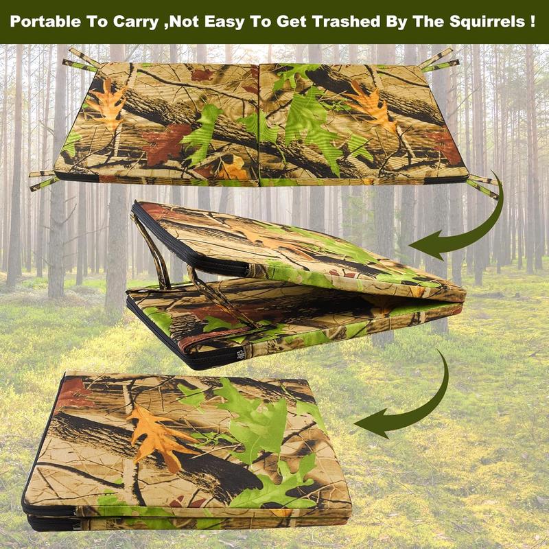 Foldable Two Man Tree Stand Seat Cushion, 33.5''*13'' Camo Ladder Tree Stand Seat Replacement Pad Waterproof Deer Hunting Seat Cushion for Camping Fishing Hiking Outdoor Activities