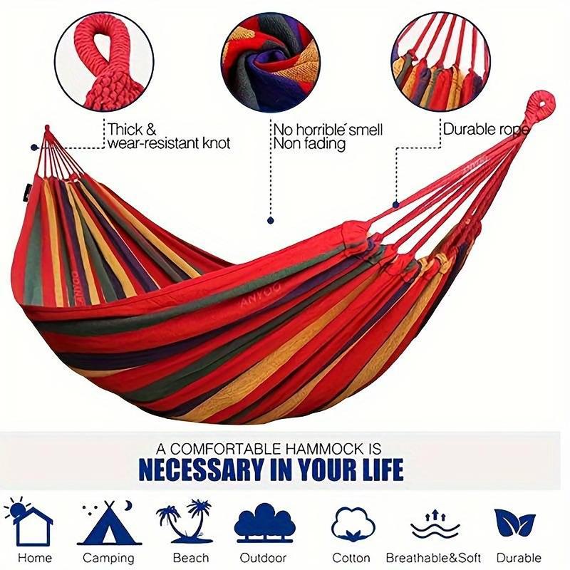 Colorful Hammock with Drawstring & Storage Bag, 1 Set Heavy-duty Travel Hammock, Easy-to-use Portable Camping Hammock for Indoor & Outdoor Relaxation