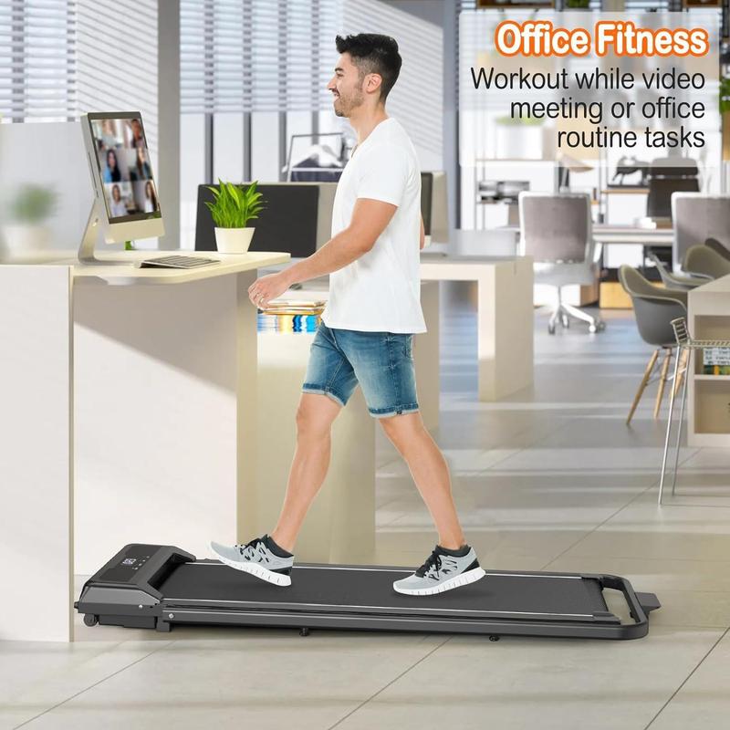 6.2MPH Foldable Walking Mat Treadmill with Handlebar Remote Control and Safety Lock for Bariatric and Obese Users-Under-Desk Design for Convenient Use