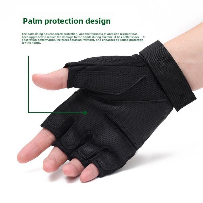 Sporty Unisex Breathable Non-slip Sports Fingerless Gloves, 1 Pair Velcro Closure Half Finger Gloves, Sports Gloves for Gym Workout Cycling Outdoor Activities