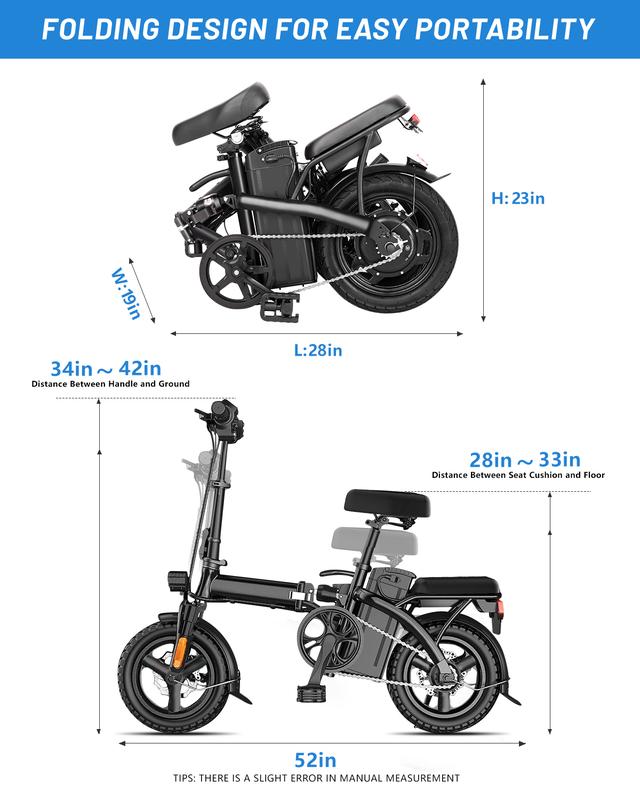 Electric Bike for Adults,Folding Ebike,Electric Bicycle with Removable Battery, 20MPH Commuting Electric Bike, High Brushless Gear Motor