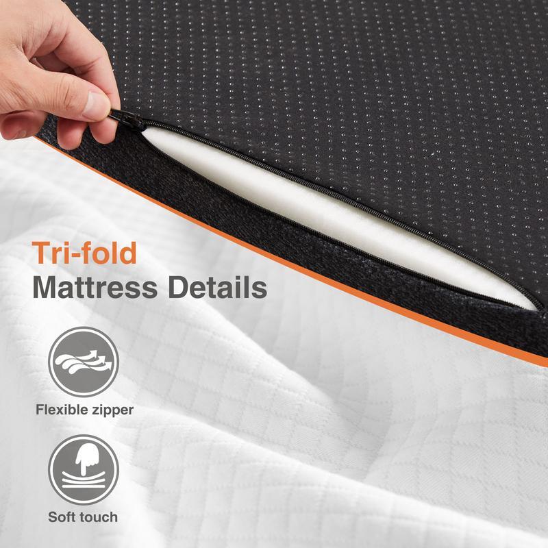 [Black Friday]Joyfinity Home Folding Mattress,Memory Foam Portable Trifold Mattress Topper with Washable & Breathable Cover, Foldable Mattress Topper for Camping