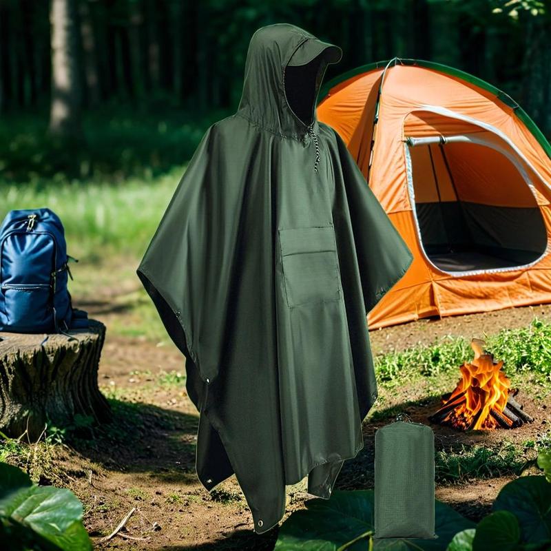 3 in 1 Rain Cape, 1 Count Multifunctional Outdoor Hiking Rain Cape, Portable Camping Tarp, Waterproof Tent Mat, Outdoor Camping Tent Accessories, Christmas Gift