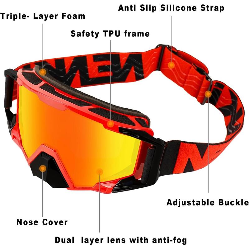 Dirt Bike Goggles Motocross Goggles with Nose Cover MX Goggles ATV Off Road Dirtbike Goggles for Unisex Adult