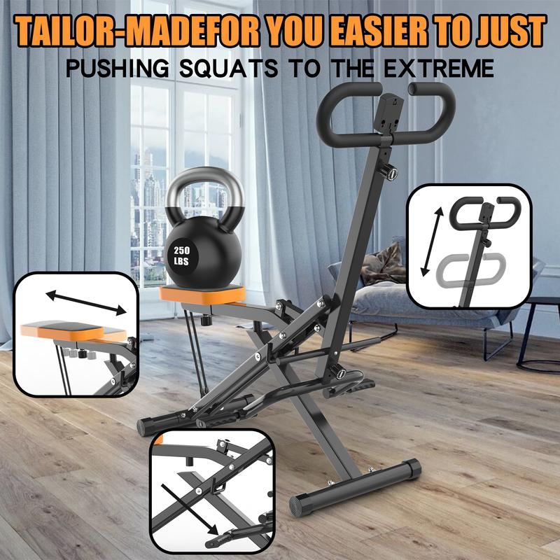 Squat Machine for Home,Ride & RowingMachine for Botty Glutes Butt Thighs,330LBS Foldable,RodeoCore Exercise Machine,AbBack Leg Press Hip Thrust