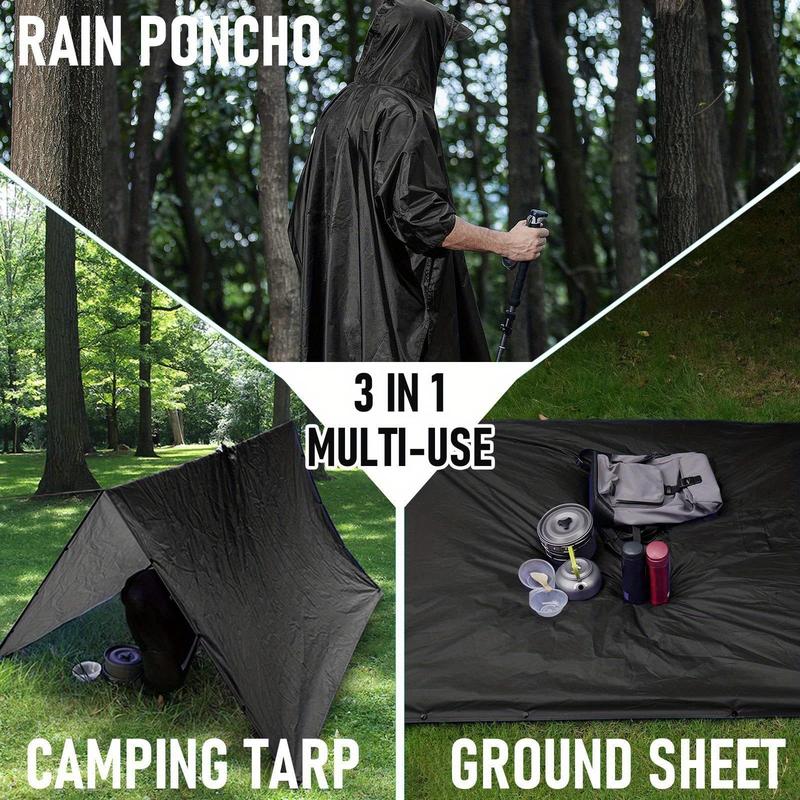 3 in 1 Rain Cape, 1 Count Multifunctional Outdoor Hiking Rain Cape, Portable Camping Tarp, Waterproof Tent Mat, Outdoor Camping Tent Accessories, Christmas Gift