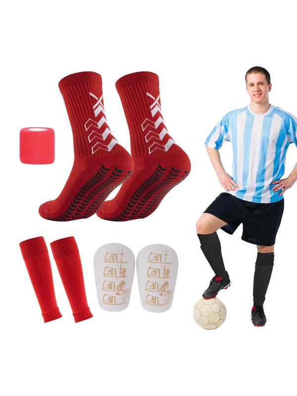 Soccer Player Costume Accessories Set, 4 Count set Including Leg Warmers, Shin Guard, Sports Bandage, Sports Socks, Breathable Sports Accessories for Men