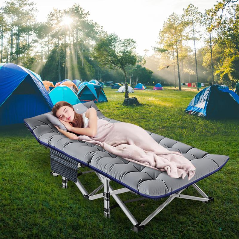 Lilypelle Folding Camping Cot with 3.3 Inch 2 Sided Mattress, Heavy Duty Sleeping Cots with Carry Bag, Folding Guest Bed, Portable Travel Camp Cots for Home, Office Nap and Outdoor Beach