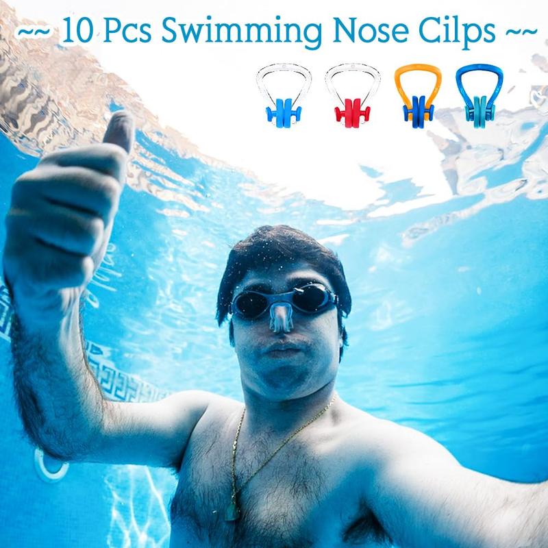 Swimming Nose Clip, 10pcs Waterproof Nose Clip with Storage Box, Nose Clip for Swimming, Surfing, Diving & Other Water Sports