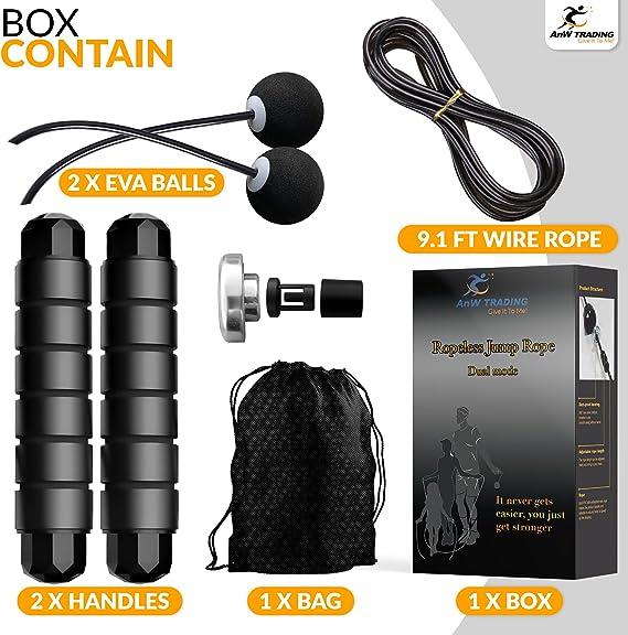 Cordless 2-in-1 Jump Rope | Ropeless Skipping Rope for Workout | Adjustable Length | Portable Fitness Training Tool weighted rope portable exercise