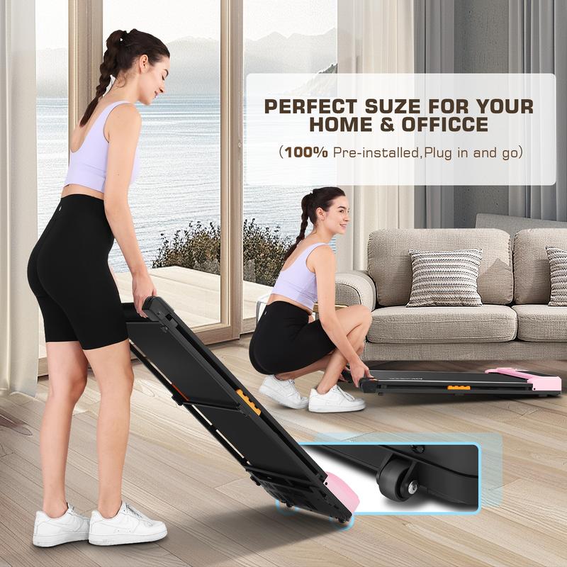 Ancheer-6000 Five Colors Young Fashion Under Desk Walking Mat Treadmill, 2024 Under Desk Electric Treadmill, Flat Portable Treadmill with LED Display and Remote Control, Installation-Free Walking Treadmill for Home Office