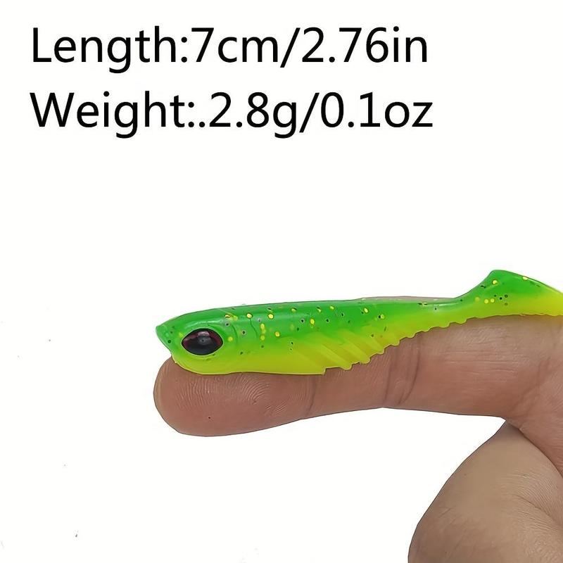 3D Fish Eye Design Fishing Lure (5 Counts set), Soft Bait Fishing Lure, Artificial Bait Jig Wobblers T Tail Swimbaits, Fishing Accessories