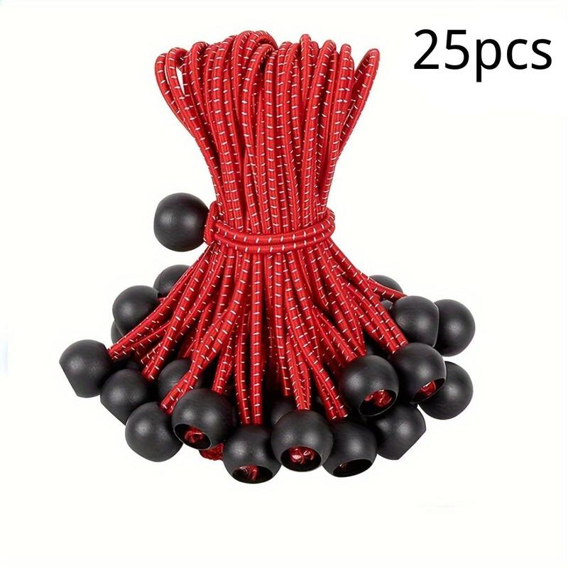 Outdoor Elastic Ball Type Elastic Rope, 25pcs set Tent Clamp Fixed Ball Clip, Loose Tight Lashing Rope, Tent Accessories for Outdoor Camping Hiking