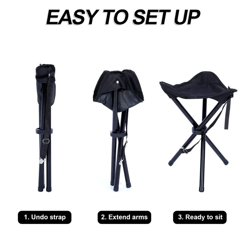 YSSOA Ultralight Portable Camping Stool, Light Weight Backpacking Slacker Folding Chair for Outdoors and s, Features with Heavy Duty and Sturdy (Color: Black)