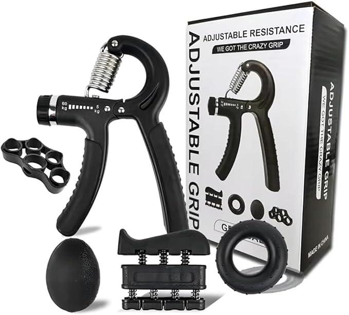 5 Pack Grip Strength Trainer Kit (1 Pack) Adjustable Resistance Hand Gripper,Finger Exerciser,Hand Extension Exerciser,Stress Relief Ball and Forearm Workout Ring for Muscle Building Injury Recover