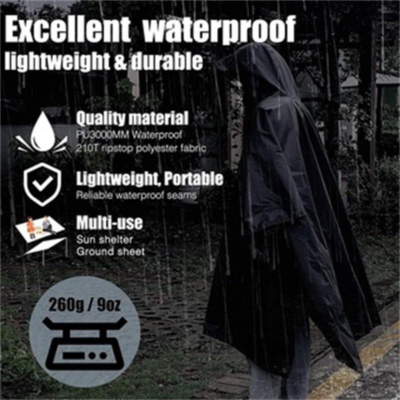 3 in 1 Rain Cape, 1 Count Multifunctional Outdoor Hiking Rain Cape, Portable Camping Tarp, Waterproof Tent Mat, Outdoor Camping Tent Accessories, Christmas Gift