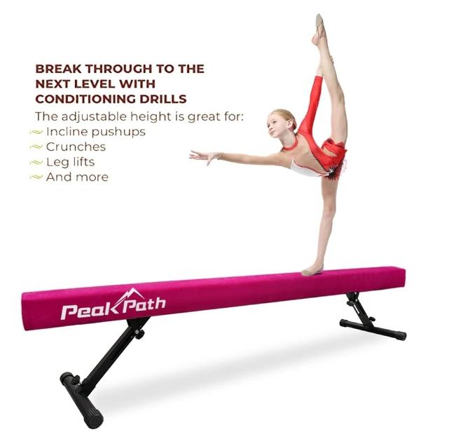 8FT Adjustable&Foldable Gymnastics Balance Beam,Home Gym Equipment,Easy Assembling and Storage,No Tool Require,for Kids Children Girls Training