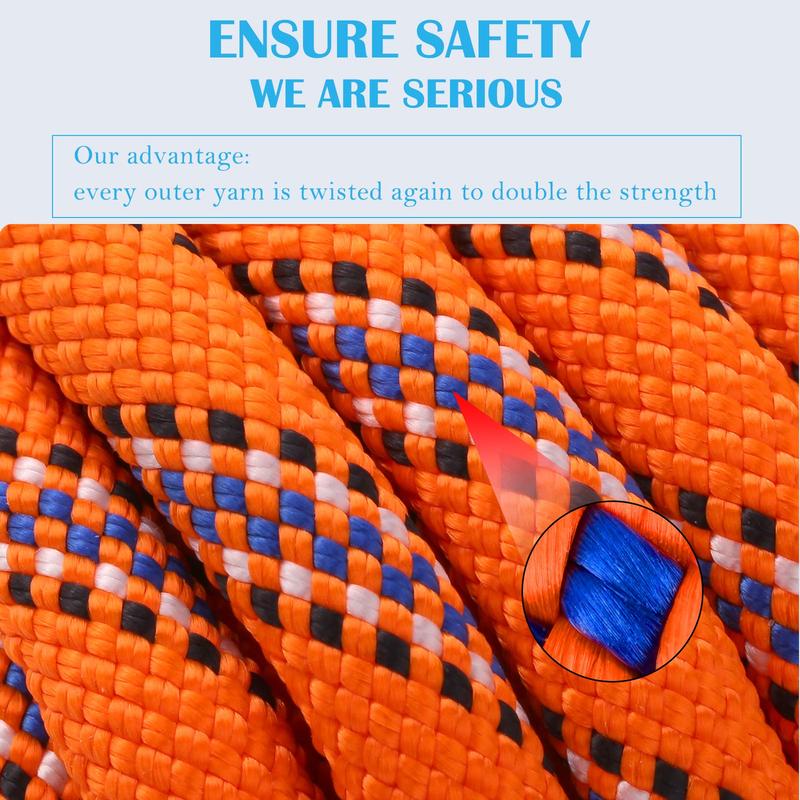 8MM Climbing Rope, 32ft 65ft High Strength Outdoor Safety Static Climbing Rope, Escape Rope, Rappelling Rope, Fire Rescue Parachute Rope